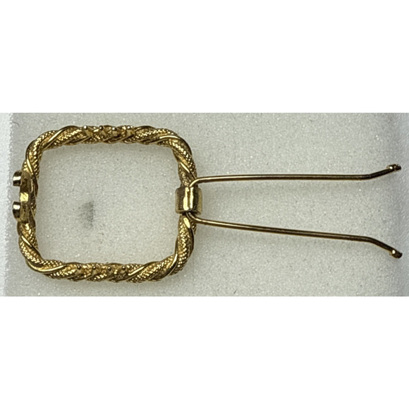 Vintage Twisted Rope Gold Tone Metal Hair Barrette Square - Picture 11 of 13